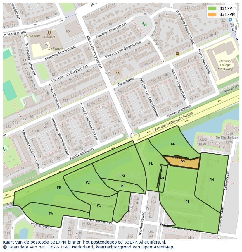 Afbeelding van het postcodegebied 3317 PM op de kaart.
