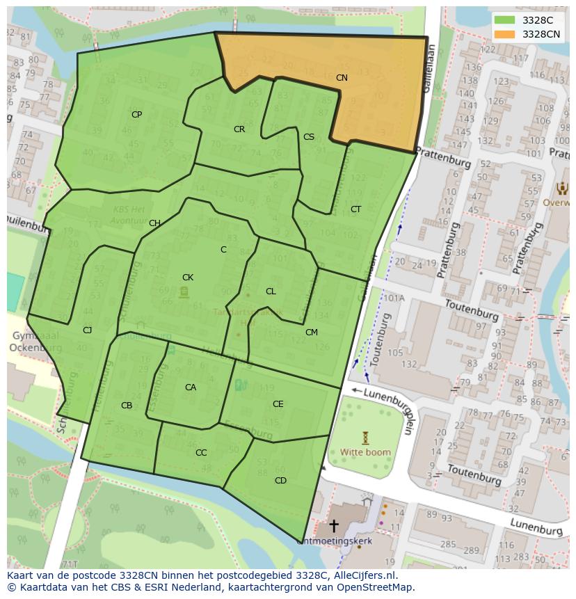 Afbeelding van het postcodegebied 3328 CN op de kaart.