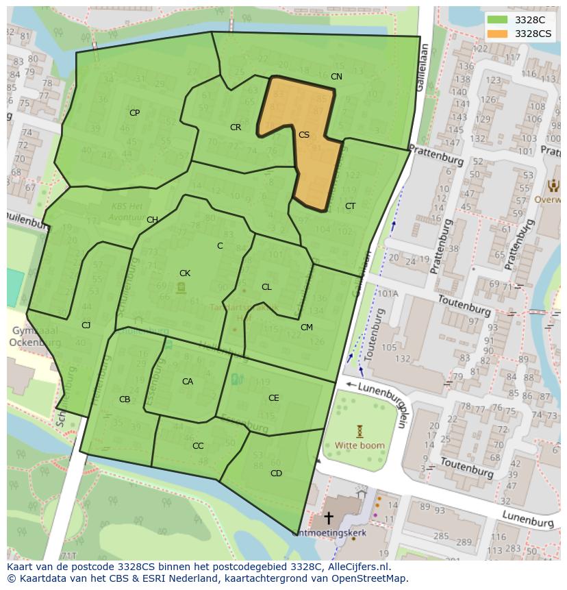 Afbeelding van het postcodegebied 3328 CS op de kaart.
