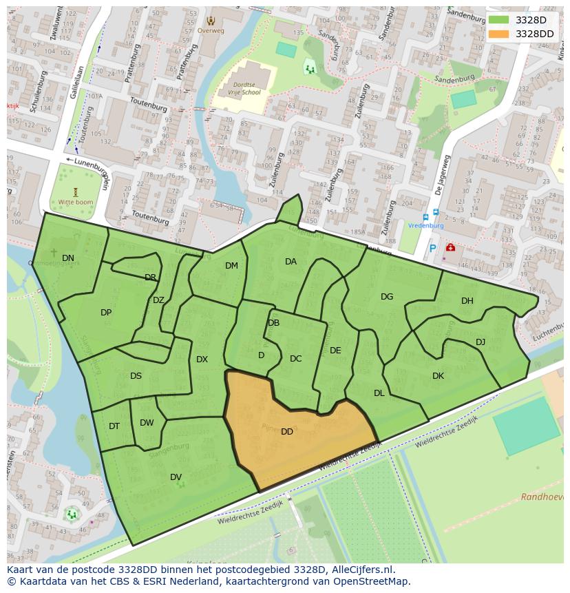 Afbeelding van het postcodegebied 3328 DD op de kaart.