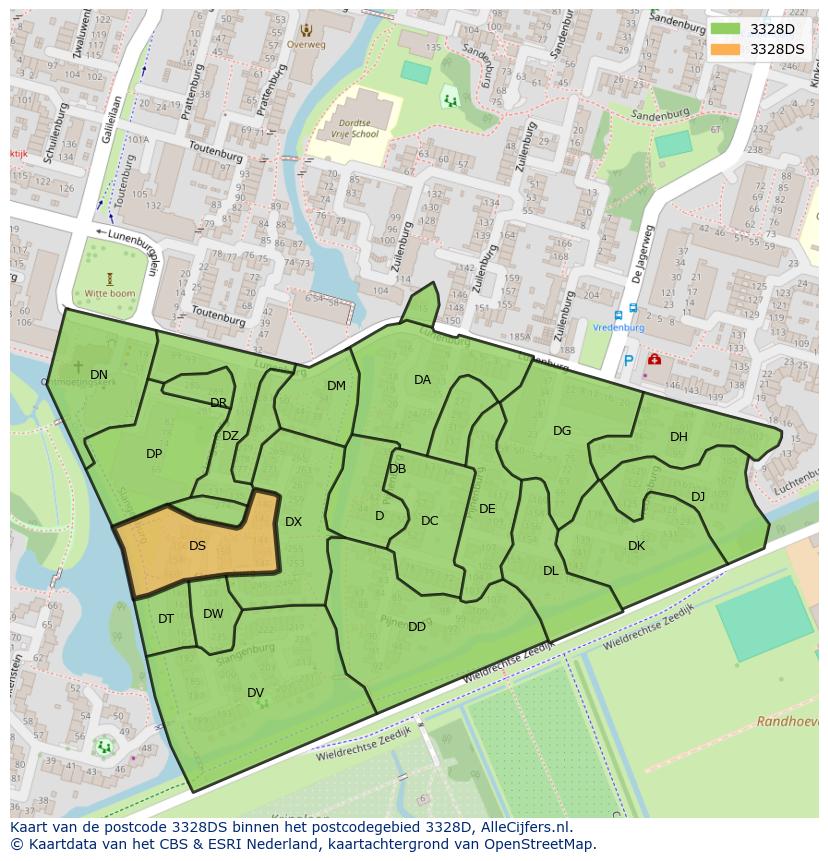 Afbeelding van het postcodegebied 3328 DS op de kaart.