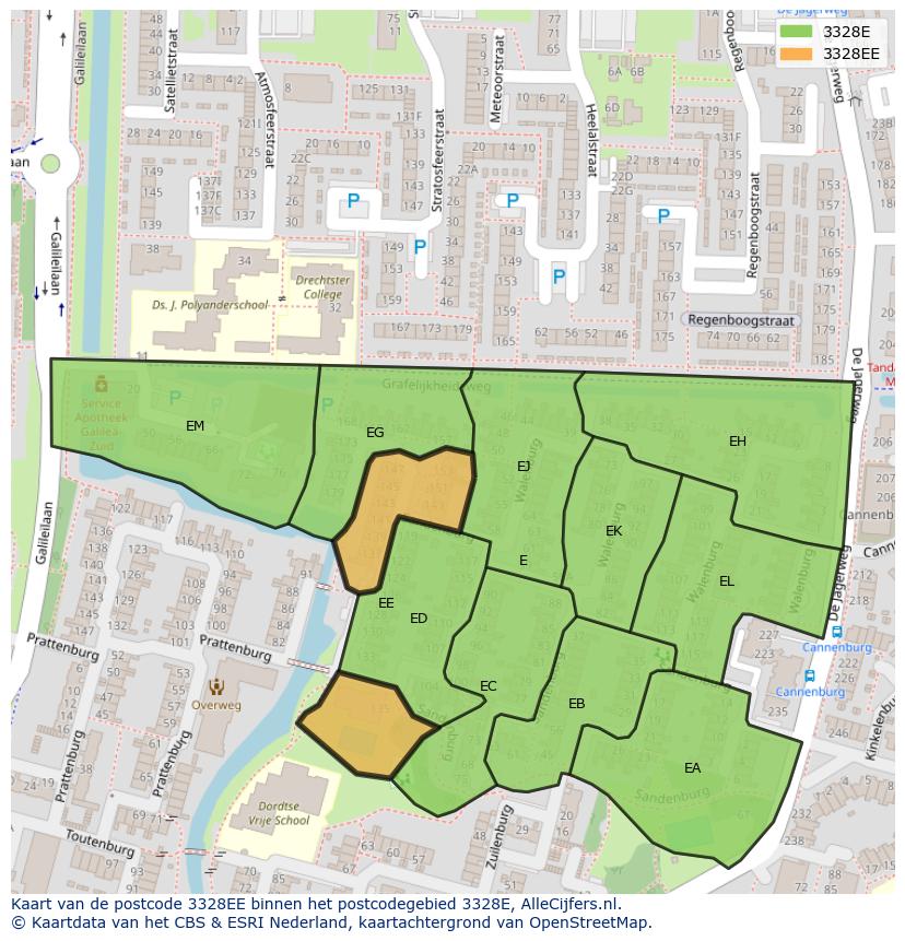 Afbeelding van het postcodegebied 3328 EE op de kaart.