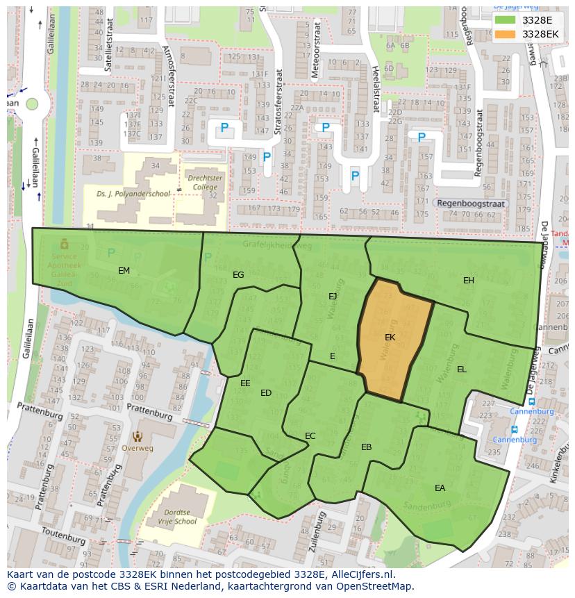 Afbeelding van het postcodegebied 3328 EK op de kaart.