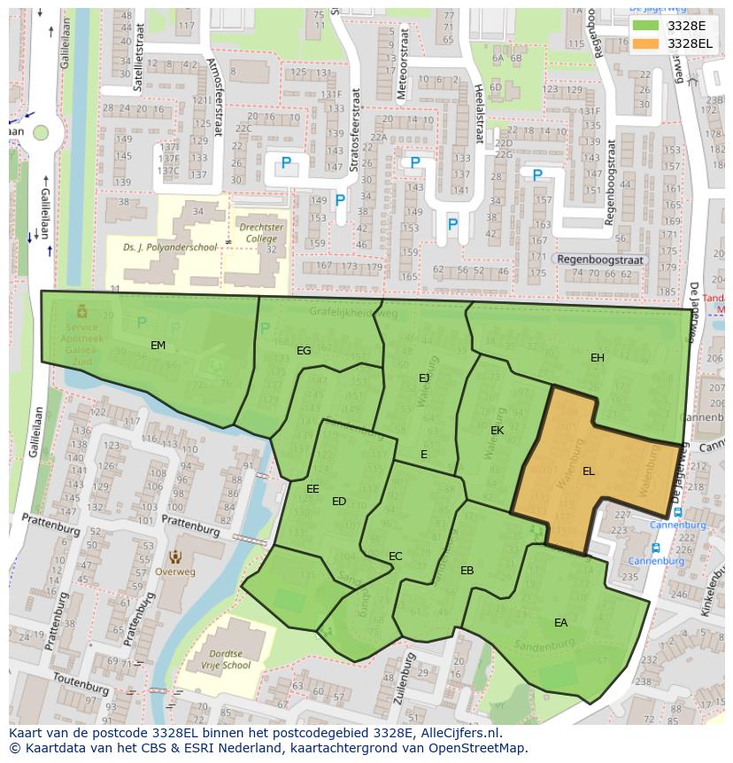 Afbeelding van het postcodegebied 3328 EL op de kaart.