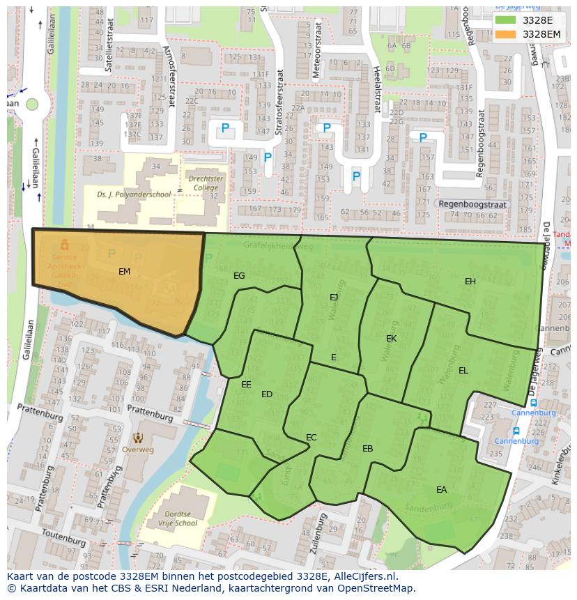 Afbeelding van het postcodegebied 3328 EM op de kaart.