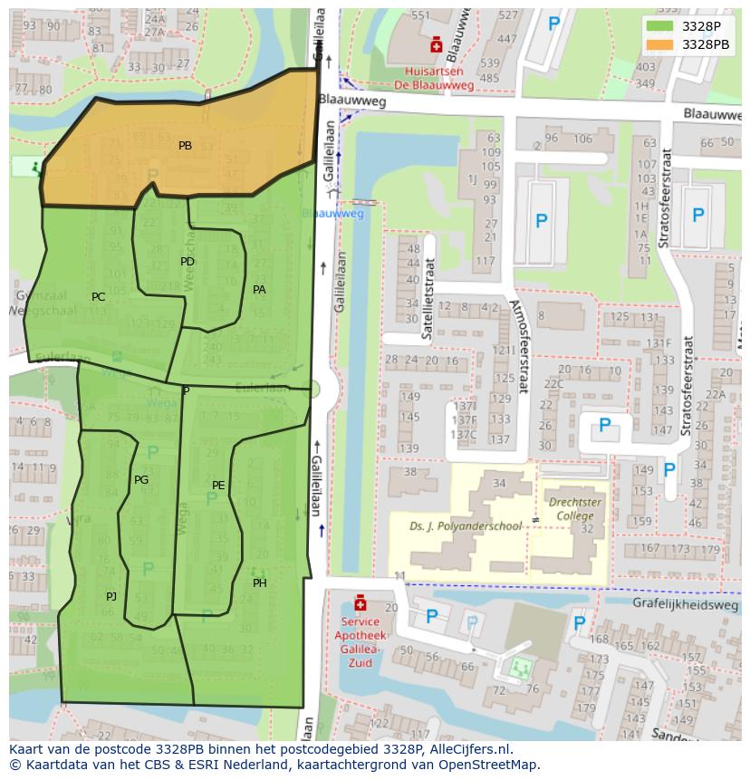 Afbeelding van het postcodegebied 3328 PB op de kaart.