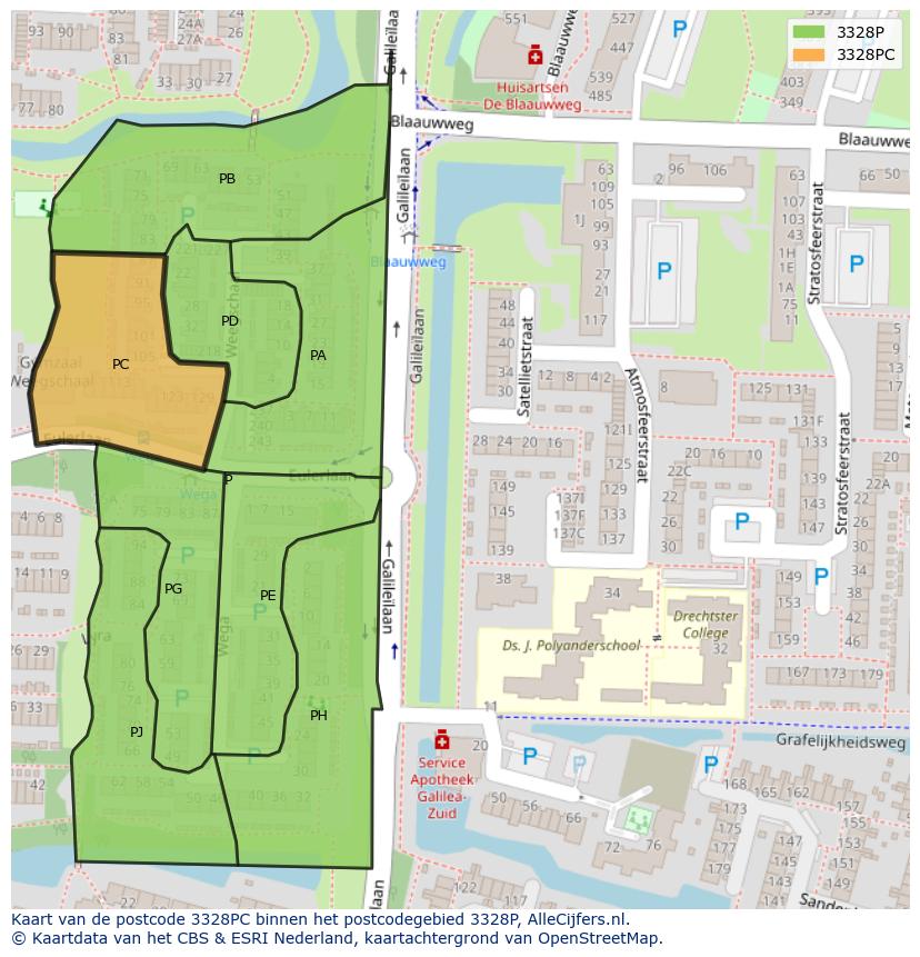 Afbeelding van het postcodegebied 3328 PC op de kaart.