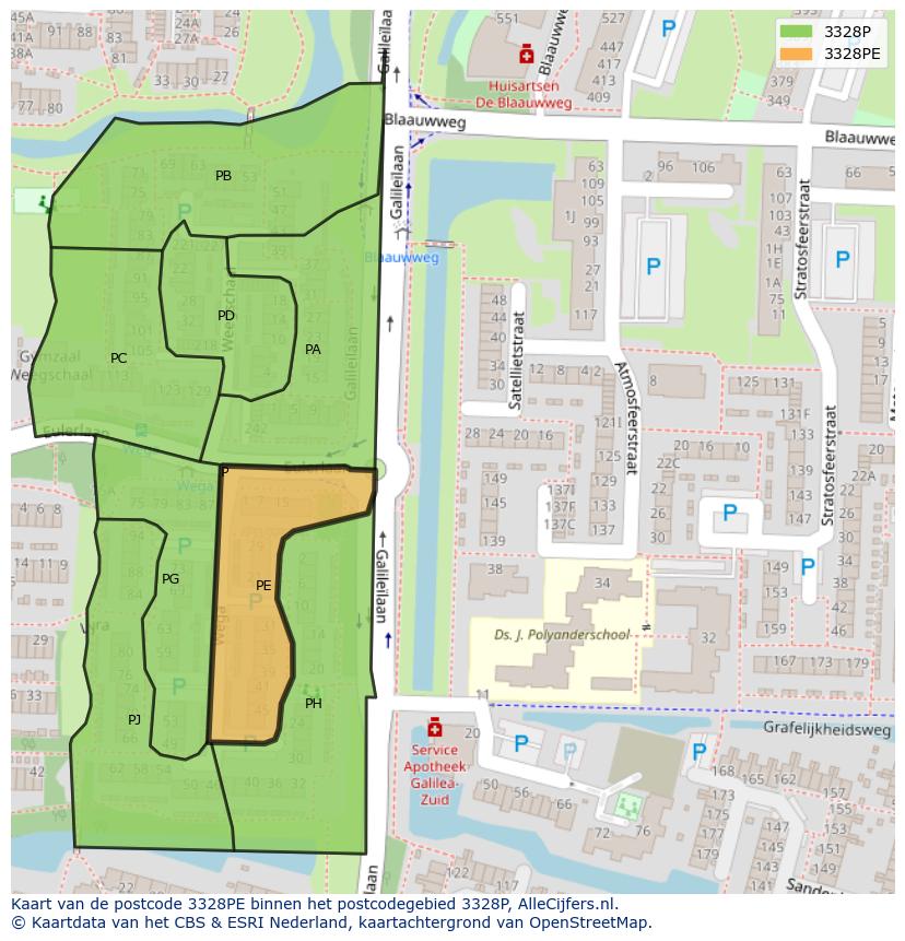 Afbeelding van het postcodegebied 3328 PE op de kaart.