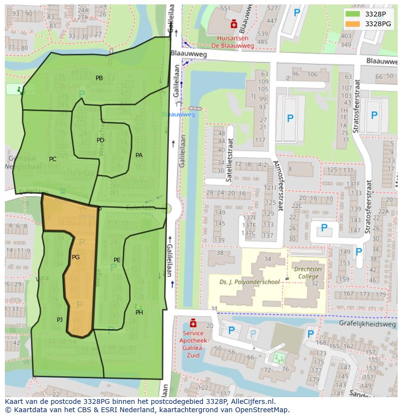 Afbeelding van het postcodegebied 3328 PG op de kaart.