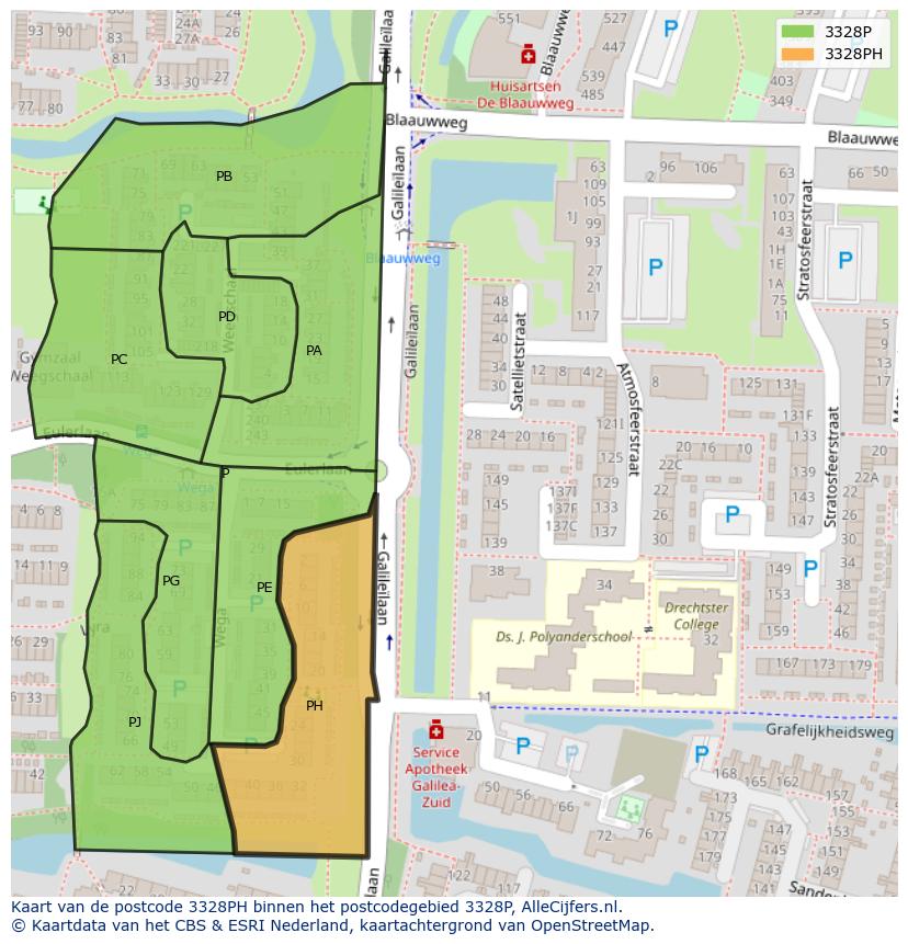 Afbeelding van het postcodegebied 3328 PH op de kaart.