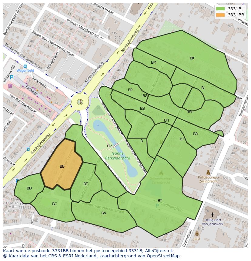 Afbeelding van het postcodegebied 3331 BB op de kaart.