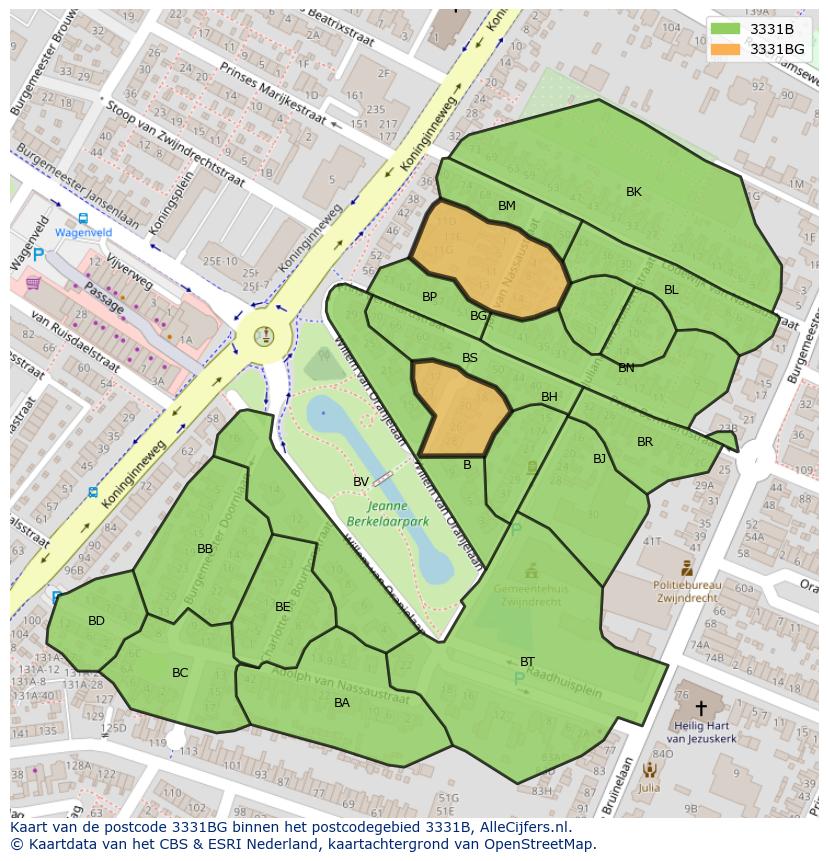 Afbeelding van het postcodegebied 3331 BG op de kaart.