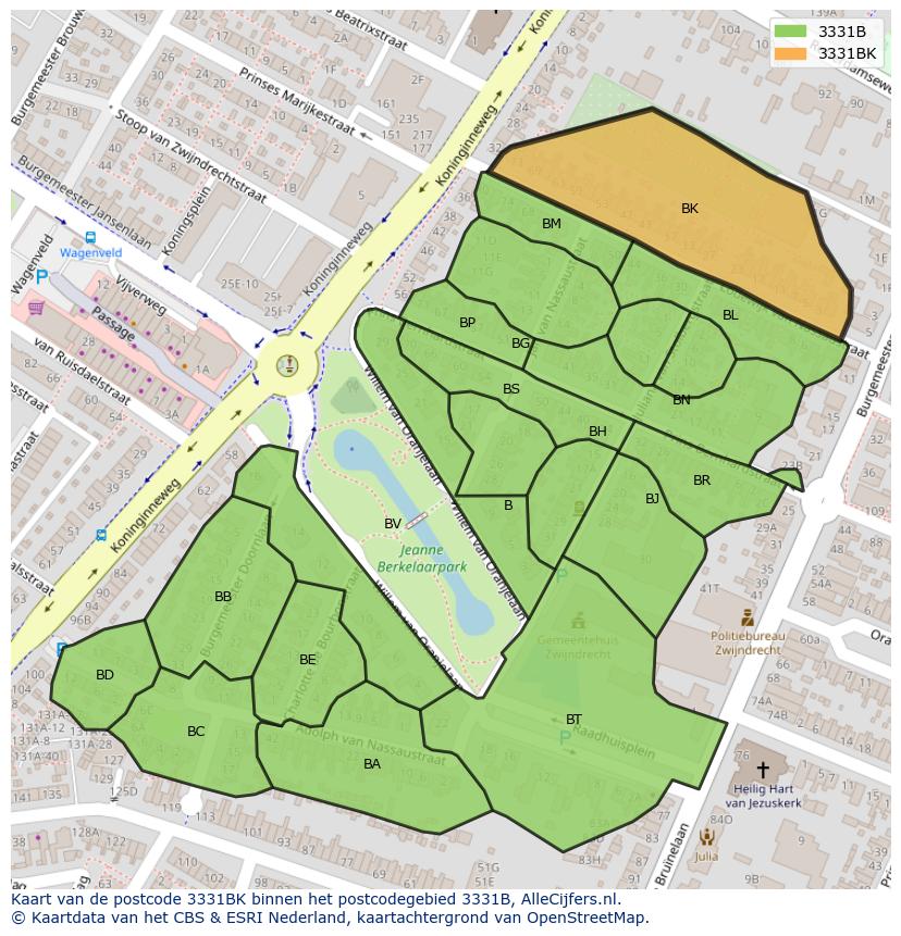 Afbeelding van het postcodegebied 3331 BK op de kaart.