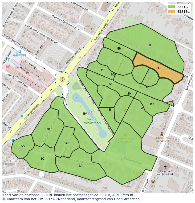 Afbeelding van het postcodegebied 3331 BL op de kaart.