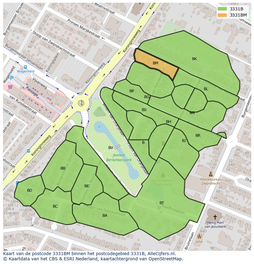 Afbeelding van het postcodegebied 3331 BM op de kaart.