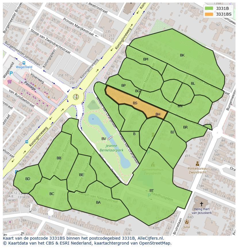 Afbeelding van het postcodegebied 3331 BS op de kaart.