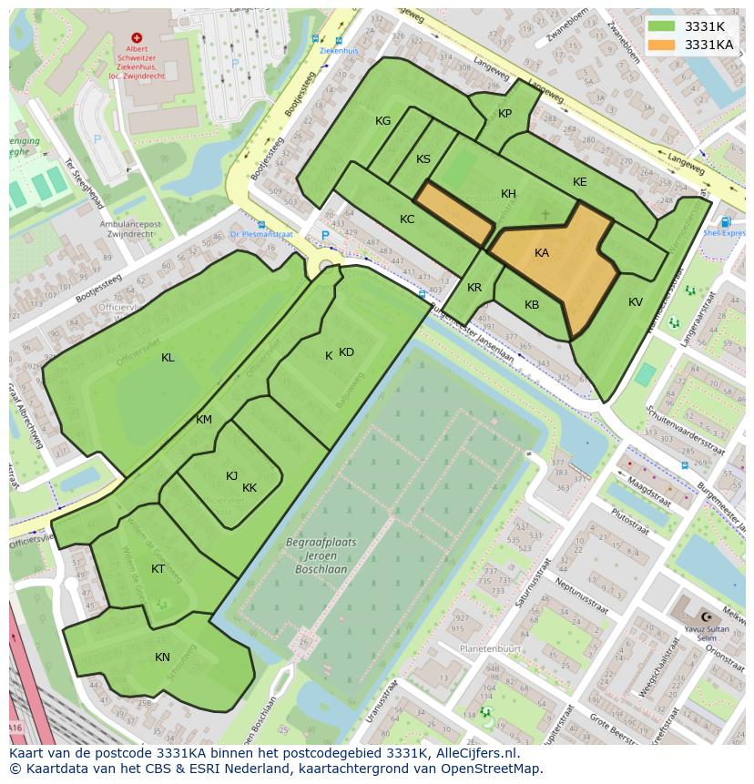 Afbeelding van het postcodegebied 3331 KA op de kaart.