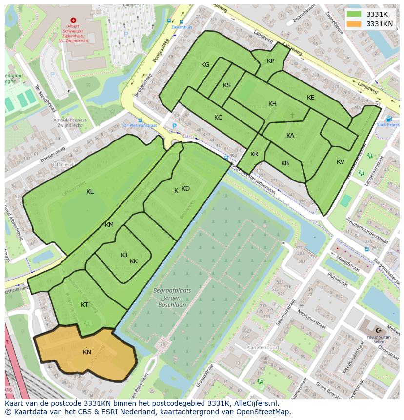 Afbeelding van het postcodegebied 3331 KN op de kaart.