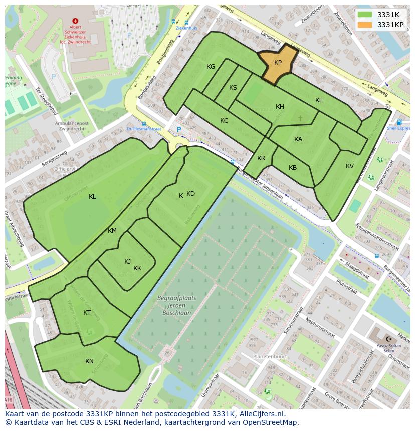Afbeelding van het postcodegebied 3331 KP op de kaart.