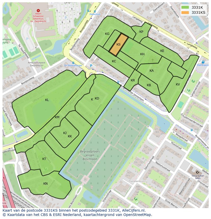 Afbeelding van het postcodegebied 3331 KS op de kaart.