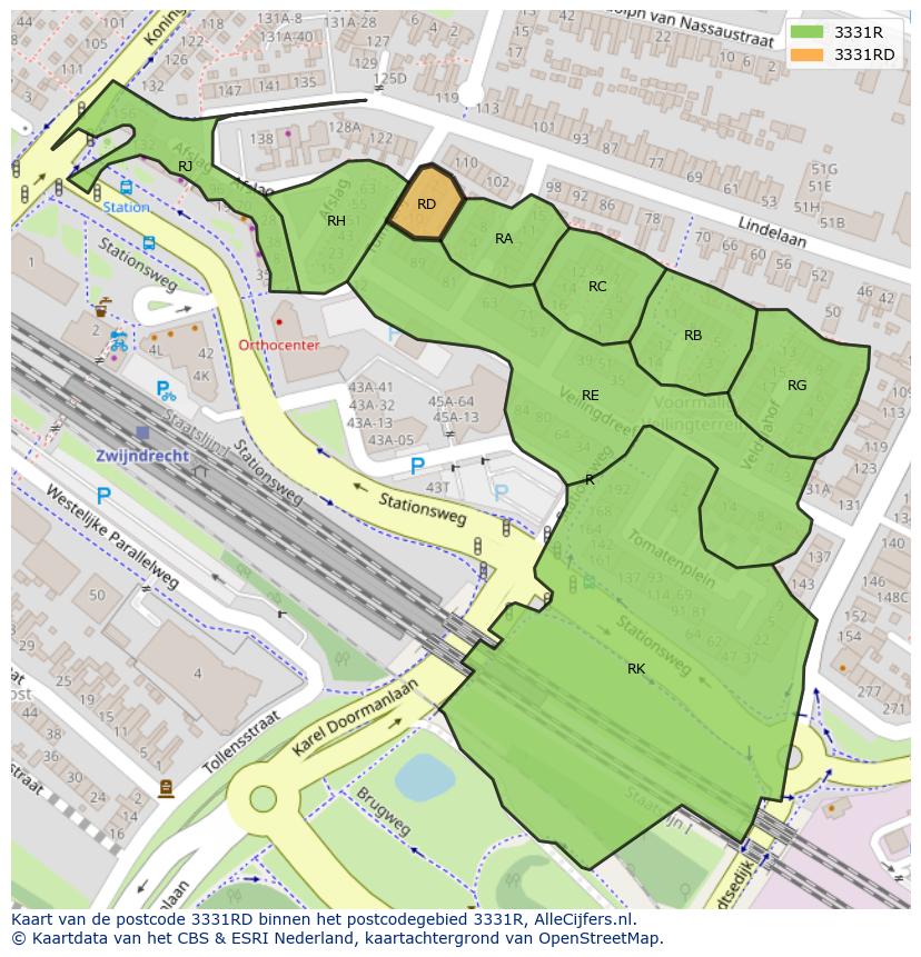 Afbeelding van het postcodegebied 3331 RD op de kaart.