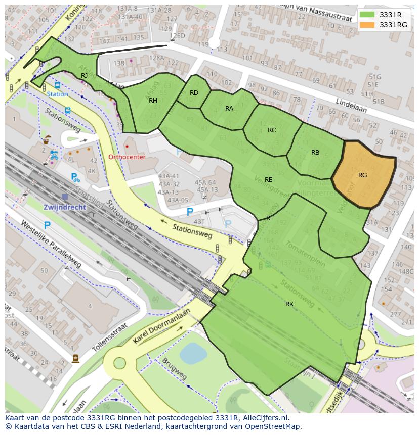 Afbeelding van het postcodegebied 3331 RG op de kaart.