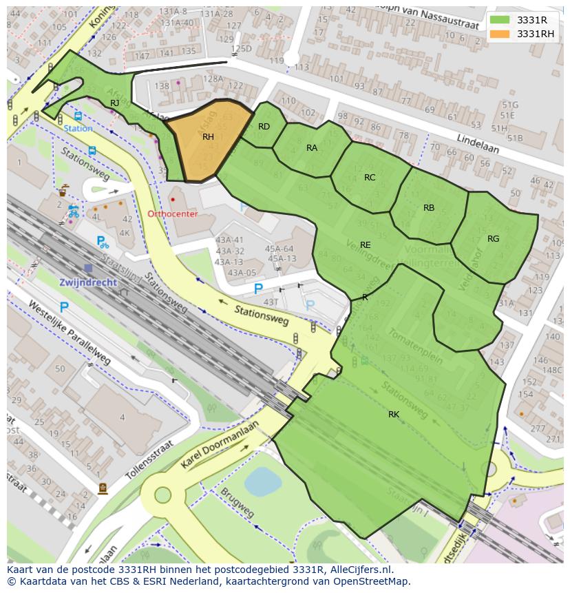 Afbeelding van het postcodegebied 3331 RH op de kaart.