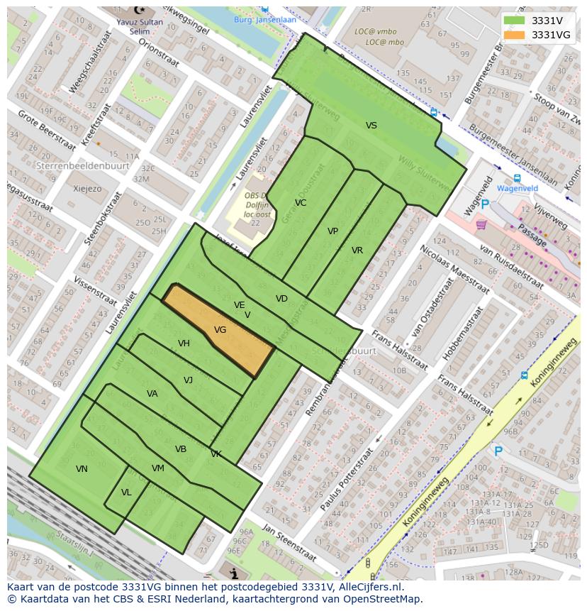 Afbeelding van het postcodegebied 3331 VG op de kaart.