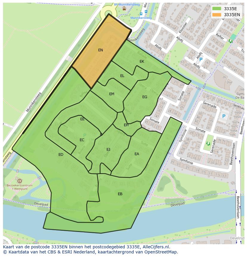 Afbeelding van het postcodegebied 3335 EN op de kaart.
