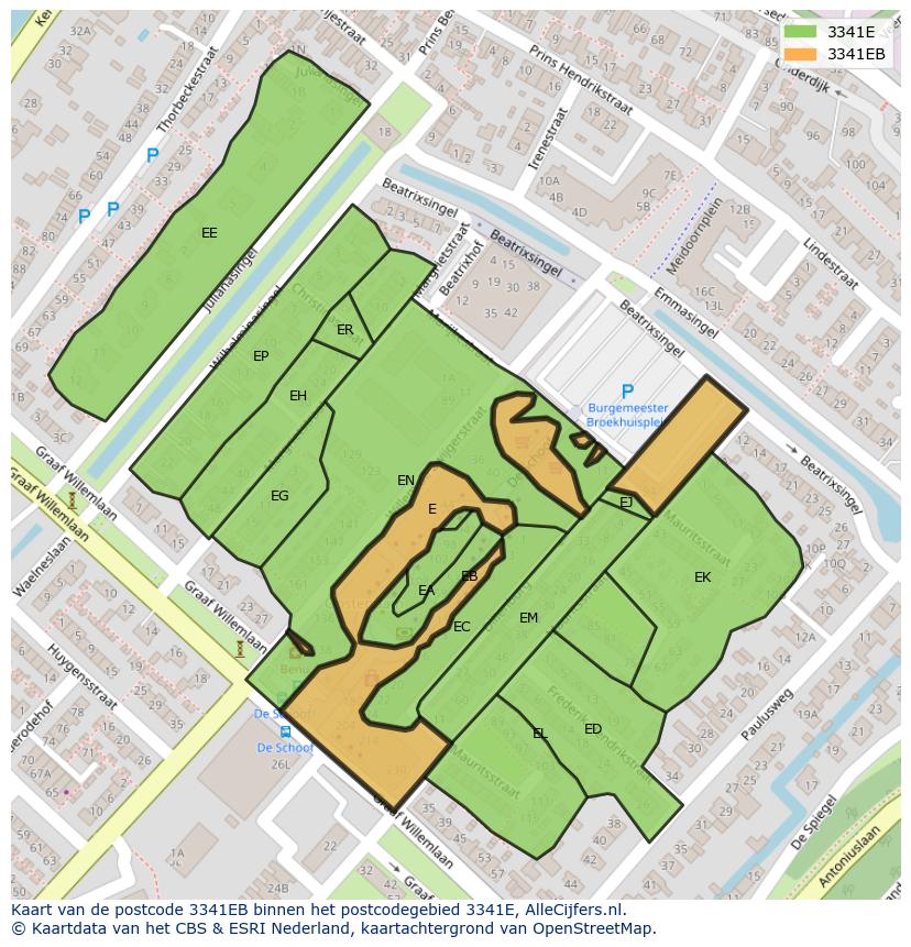 Afbeelding van het postcodegebied 3341 EB op de kaart.