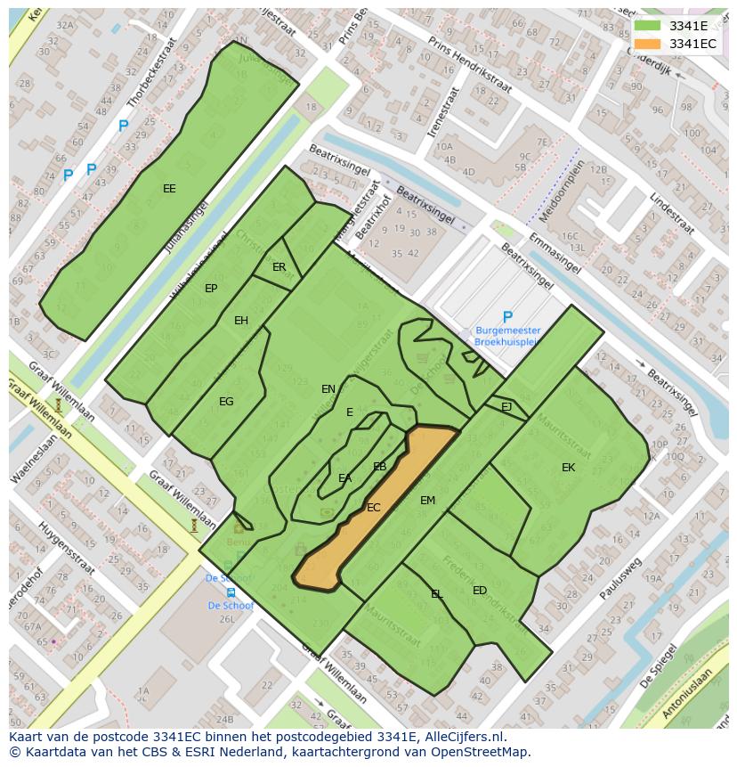 Afbeelding van het postcodegebied 3341 EC op de kaart.