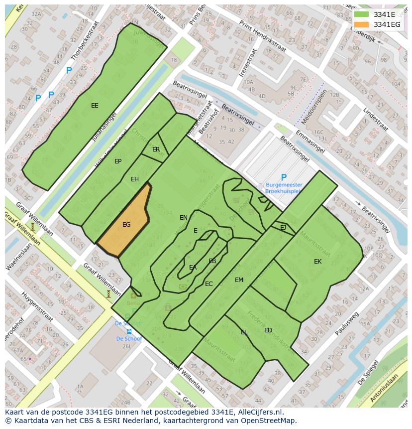 Afbeelding van het postcodegebied 3341 EG op de kaart.
