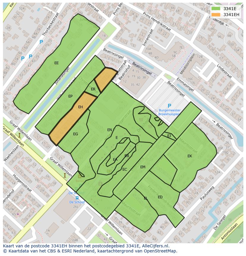 Afbeelding van het postcodegebied 3341 EH op de kaart.
