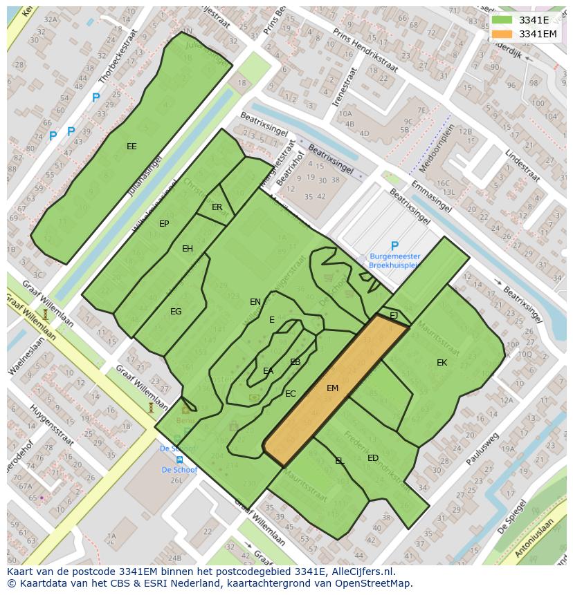 Afbeelding van het postcodegebied 3341 EM op de kaart.