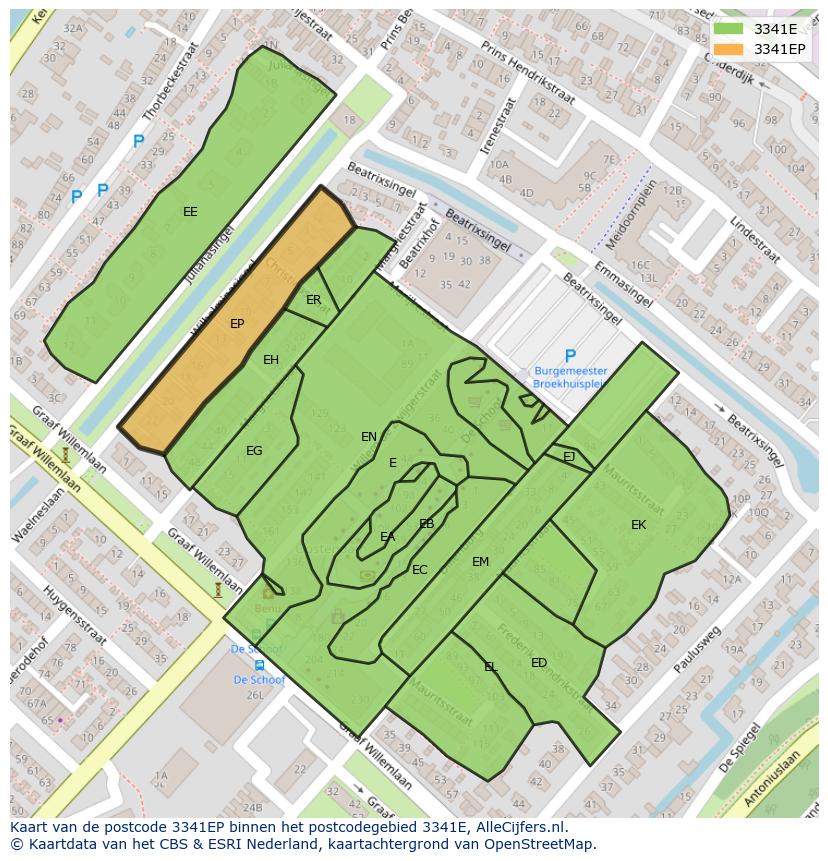 Afbeelding van het postcodegebied 3341 EP op de kaart.