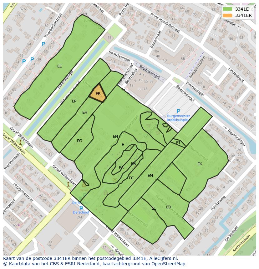 Afbeelding van het postcodegebied 3341 ER op de kaart.