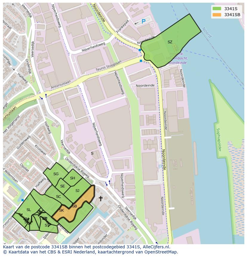 Afbeelding van het postcodegebied 3341 SB op de kaart.
