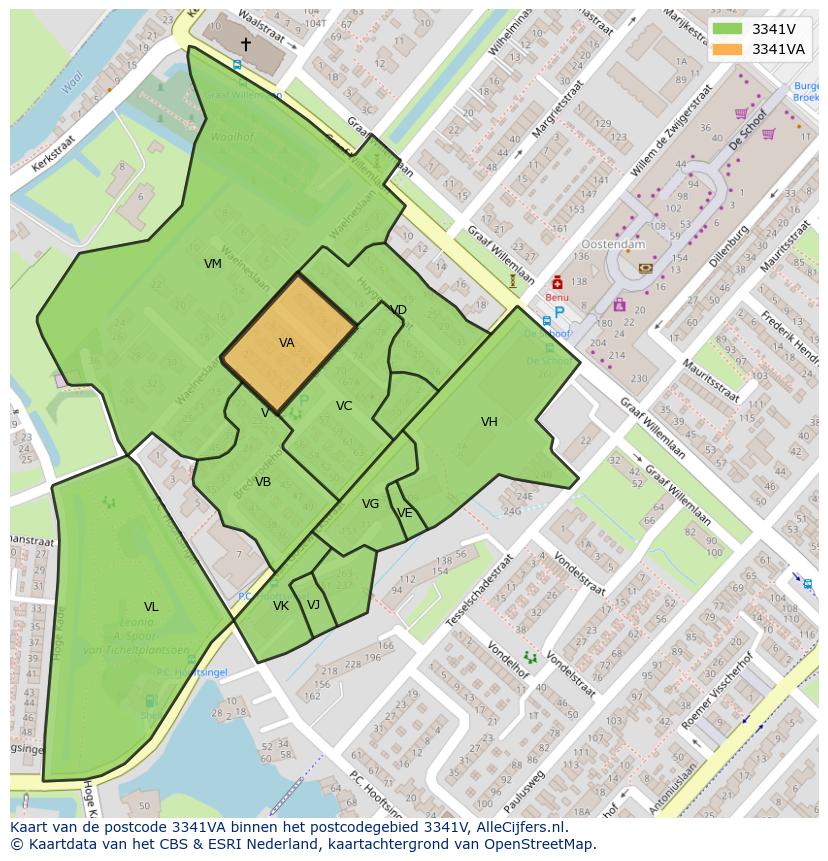 Afbeelding van het postcodegebied 3341 VA op de kaart.