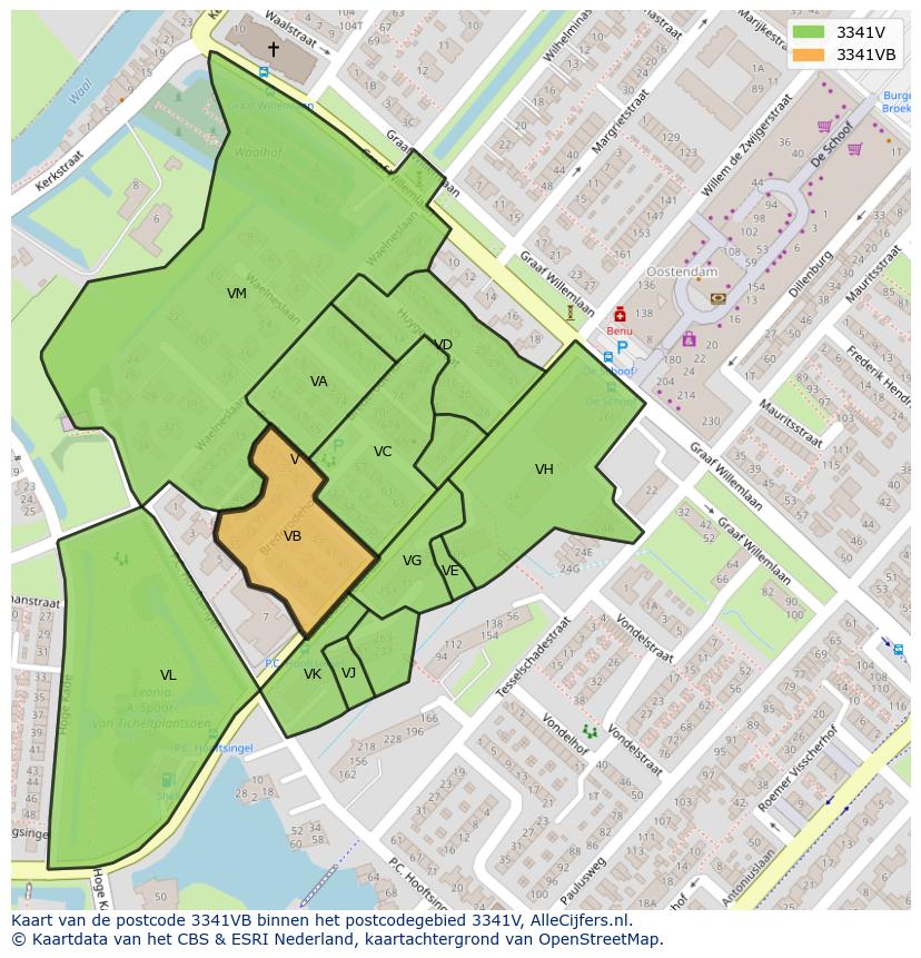 Afbeelding van het postcodegebied 3341 VB op de kaart.
