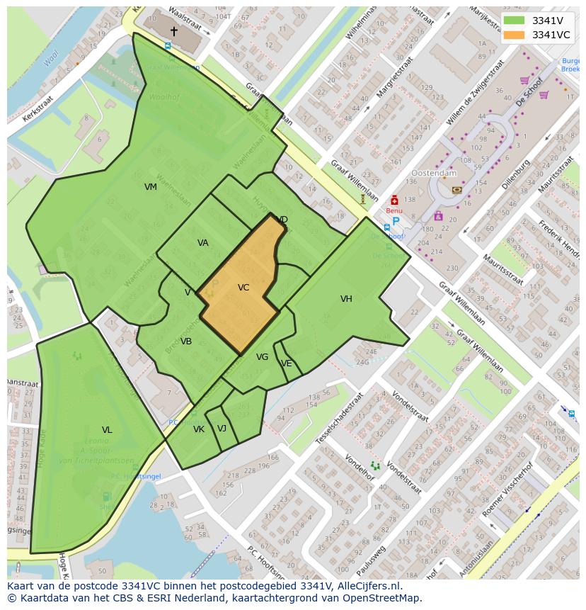 Afbeelding van het postcodegebied 3341 VC op de kaart.