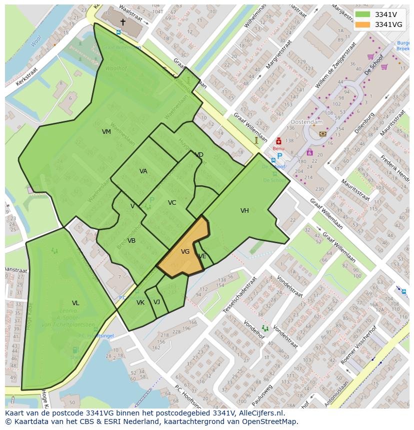 Afbeelding van het postcodegebied 3341 VG op de kaart.