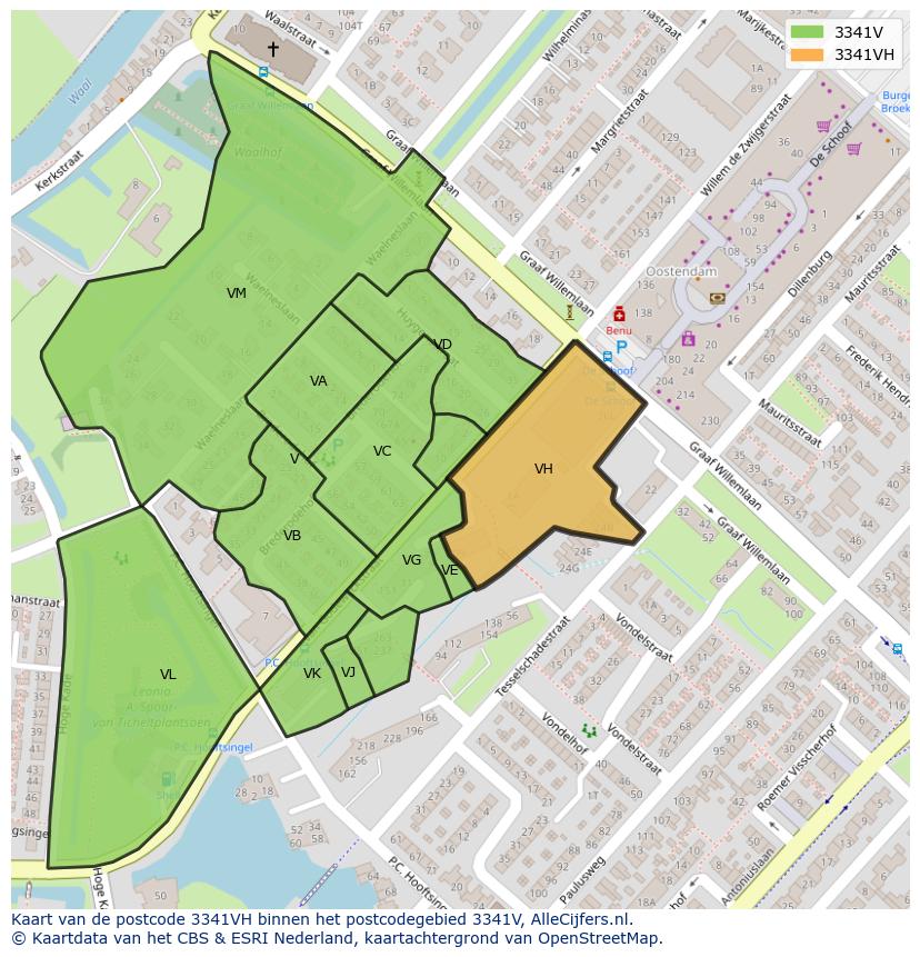 Afbeelding van het postcodegebied 3341 VH op de kaart.