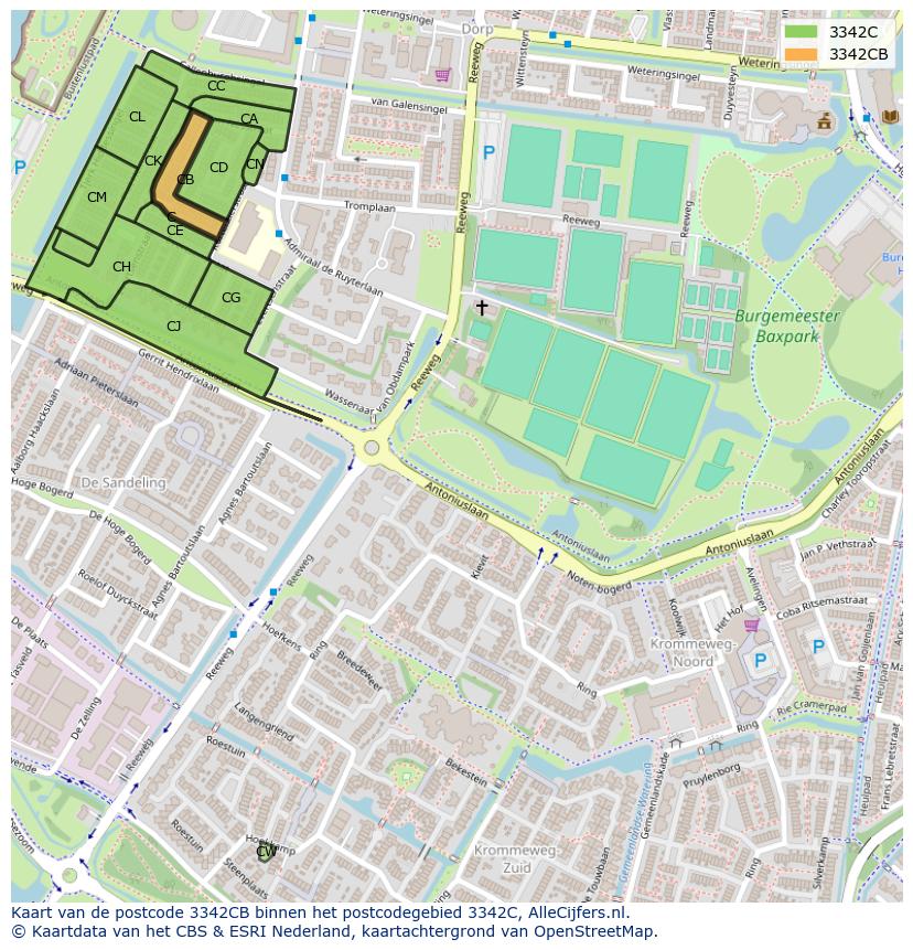 Afbeelding van het postcodegebied 3342 CB op de kaart.