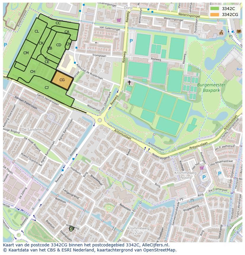 Afbeelding van het postcodegebied 3342 CG op de kaart.