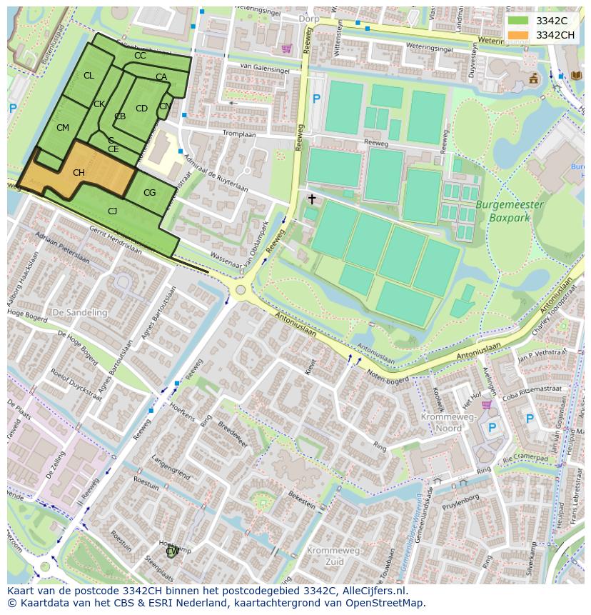 Afbeelding van het postcodegebied 3342 CH op de kaart.