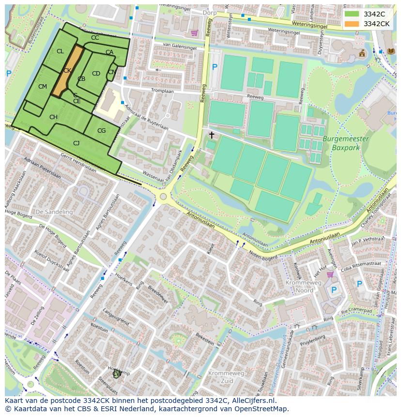 Afbeelding van het postcodegebied 3342 CK op de kaart.