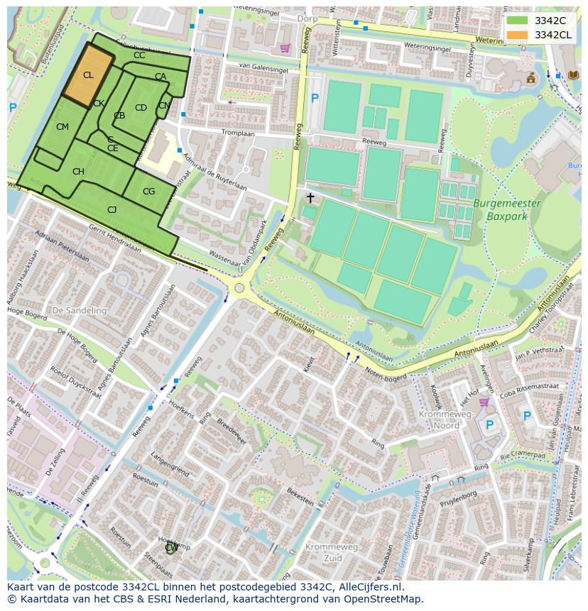 Afbeelding van het postcodegebied 3342 CL op de kaart.