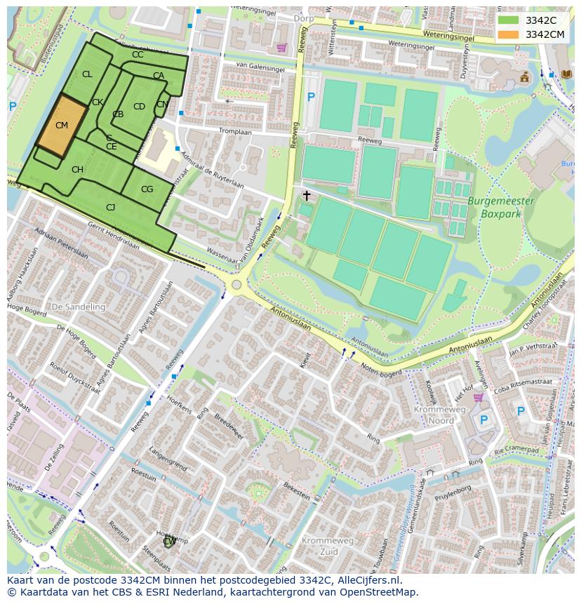 Afbeelding van het postcodegebied 3342 CM op de kaart.