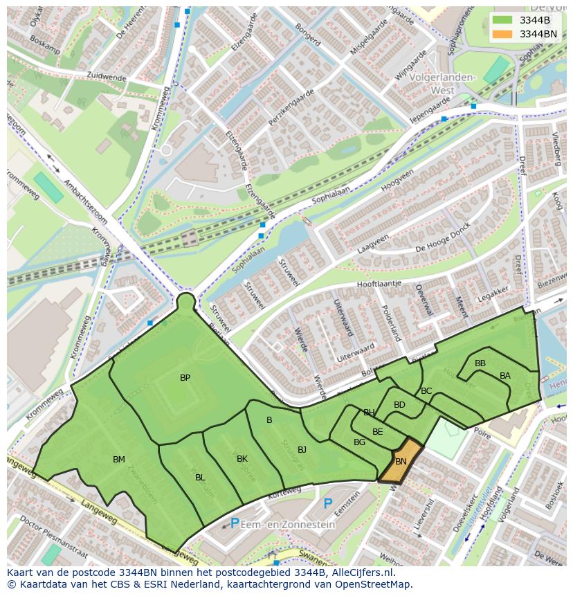 Afbeelding van het postcodegebied 3344 BN op de kaart.
