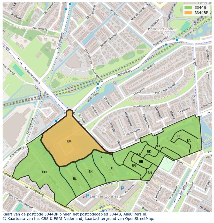 Afbeelding van het postcodegebied 3344 BP op de kaart.